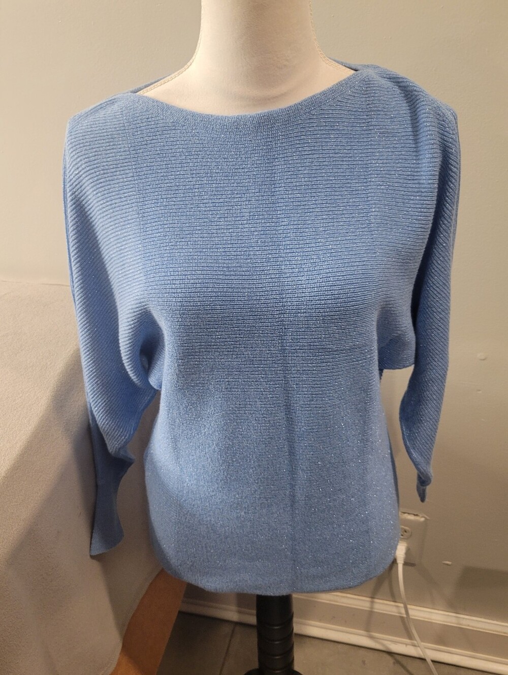 Tommy Bahama Sparkle Bonita Pullover Sweater Glitter Blue Size Xs